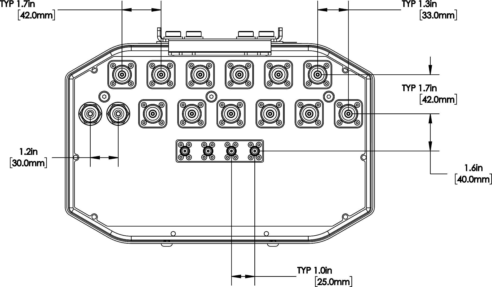 PI 14C65RBWH5A Connector Spacing