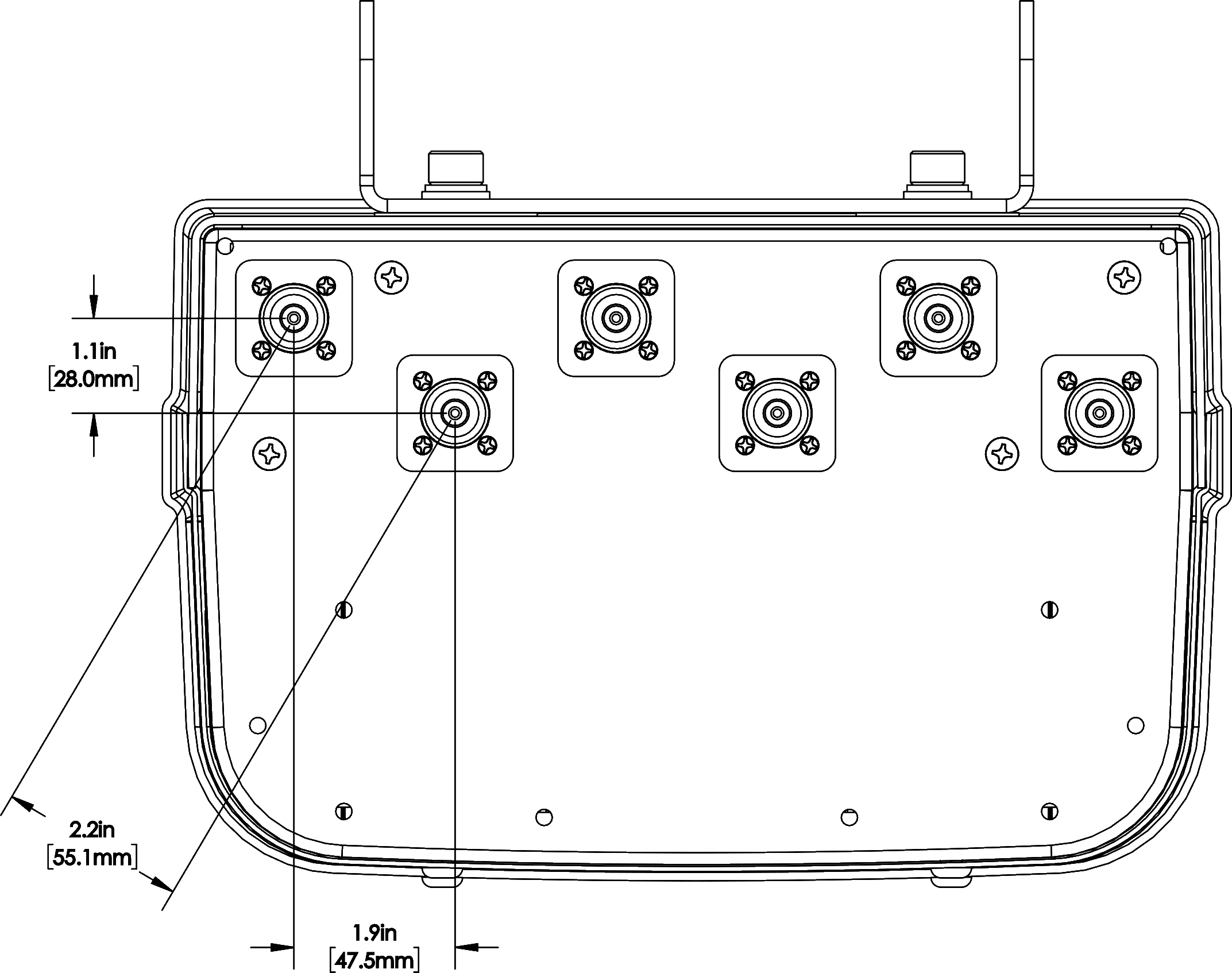 PI HPA65FBW2A connector spacing