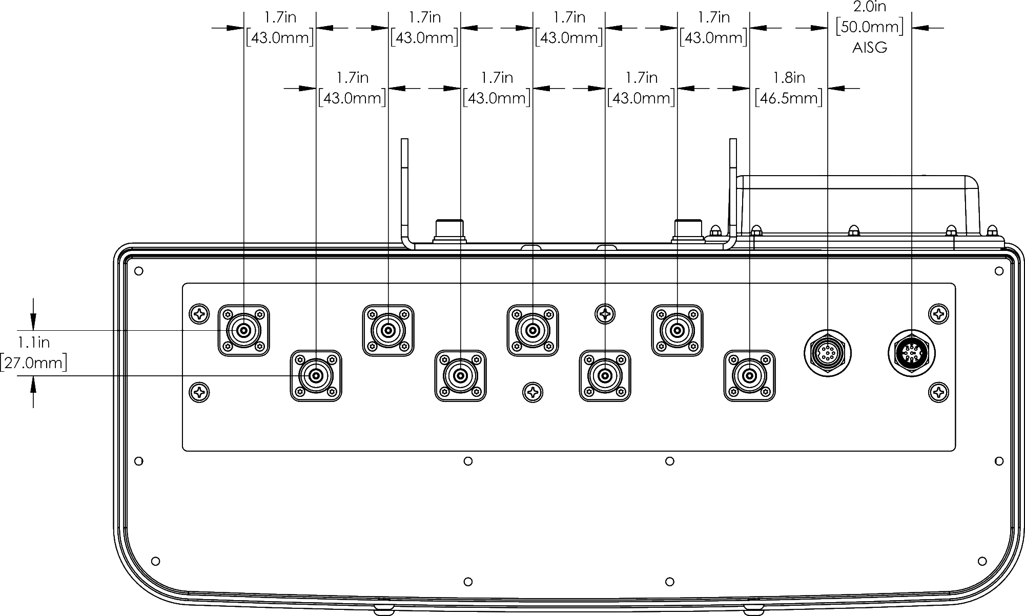 PI OPA45RTW6B connector spacing